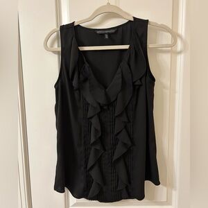White House Black Market Ruffled Black Blouse
